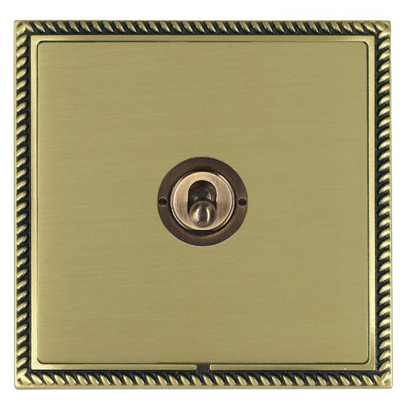 Hamilton LGXT21AB-SB Linea-Georgian CFX Antique Brass Frame/Satin Brass Front 1 gang 20AX 2 Way Toggle Antique Brass Insert