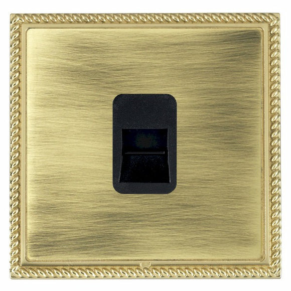 Hamilton LGXTCMPB-ABB Linea-Georgian CFX Polished Brass Frame/Antique Brass Front 1 gang Telephone Master Black Insert