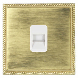 Hamilton LGXTCMPB-ABW Linea-Georgian CFX Polished Brass Frame/Antique Brass Front 1 gang Telephone Master White Insert