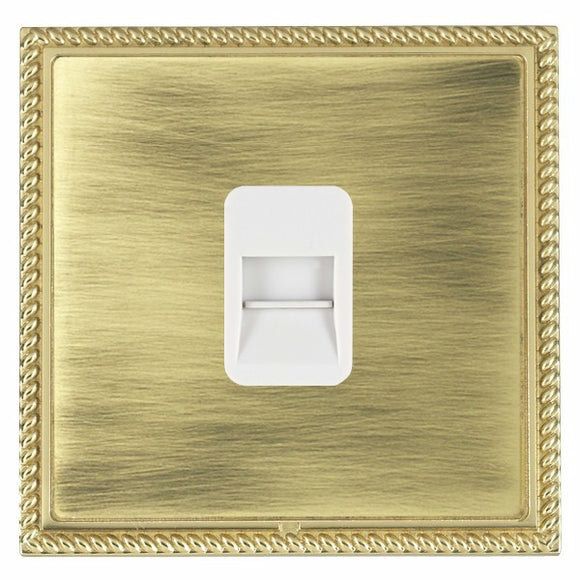 Hamilton LGXTCSPB-ABW Linea-Georgian CFX Polished Brass Frame/Antique Brass Front 1 gang Telephone Slave White Insert