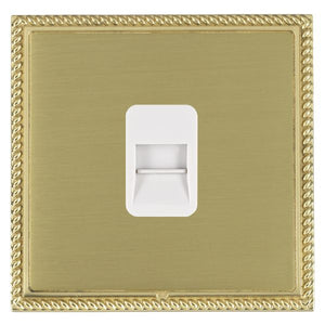 Hamilton LGXTCSPB-SBW Linea-Georgian CFX Polished Brass Frame/Satin Brass Front 1 gang Telephone Slave White Insert