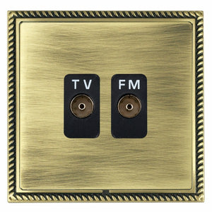 Hamilton LGXTVFMAB-ABB Linea-Georgian CFX Antique Brass Frame/Antique Brass Front Isolated TV/FM Diplexer 1in/2out Black Insert