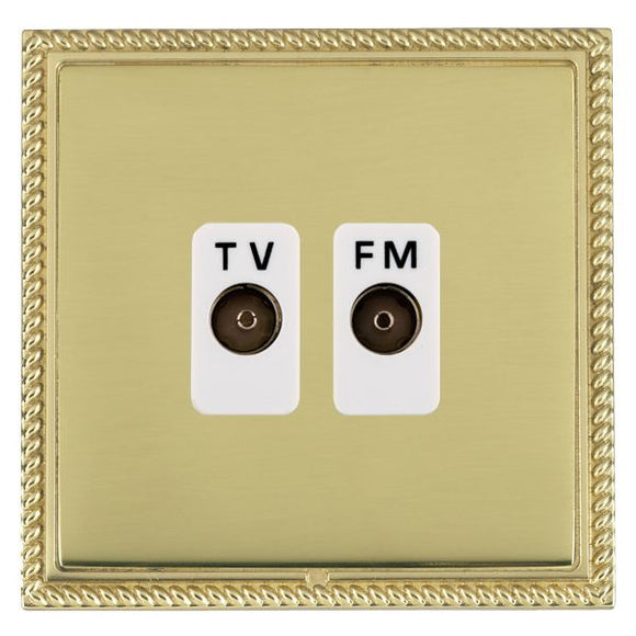 Hamilton LGXTVFMPB-PBW Linea-Georgian CFX Polished Brass Frame/Polished Brass Front Isolated TV/FM Diplexer 1in/2out White Insert