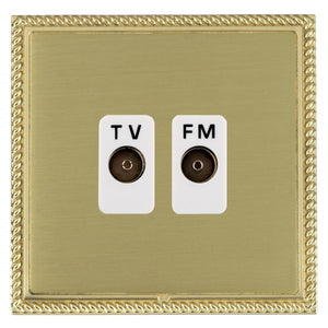 Hamilton LGXTVFMPB-SBW Linea-Georgian CFX Polished Brass Frame/Satin Brass Front Isolated TV/FM Diplexer 1in/2out White Insert