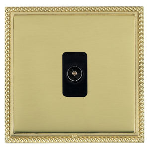 Hamilton LGXTVIPB-PBB Linea-Georgian CFX Polished Brass Frame/Polished Brass Front 1 gang Isolated TV 1in/1out Black Insert