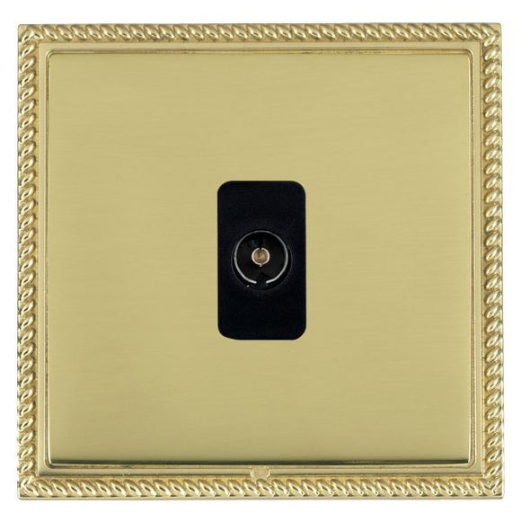 Hamilton LGXTVIPB-PBB Linea-Georgian CFX Polished Brass Frame/Polished Brass Front 1 gang Isolated TV 1in/1out Black Insert