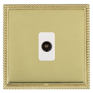 Hamilton LGXTVIPB-PBW Linea-Georgian CFX Polished Brass Frame/Polished Brass Front 1 gang Isolated TV 1in/1out White Insert