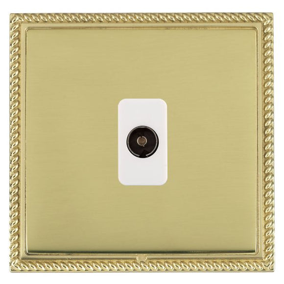 Hamilton LGXTVIPB-PBW Linea-Georgian CFX Polished Brass Frame/Polished Brass Front 1 gang Isolated TV 1in/1out White Insert