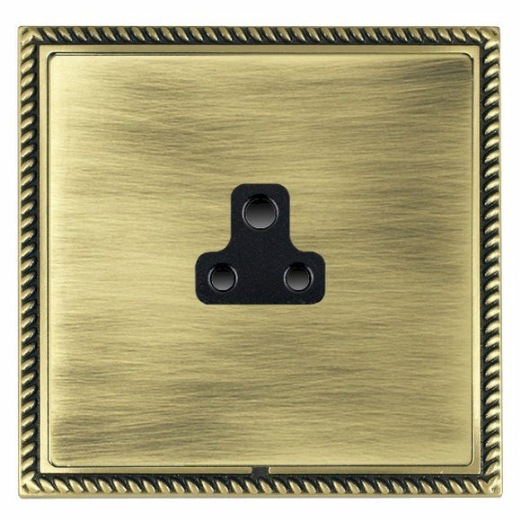 Hamilton LGXUS2AB-ABB Linea-Georgian CFX Antique Brass Frame/Antique Brass Front 1 gang 2A Unswitched Socket Black Insert