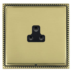 Hamilton LGXUS2AB-PBB Linea-Georgian CFX Antique Brass Frame/Polished Brass Front 1 gang 2A Unswitched Socket Black Insert