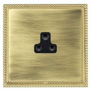 Hamilton LGXUS2PB-ABB Linea-Georgian CFX Polished Brass Frame/Antique Brass Front 1 gang 2A Unswitched Socket Black Insert