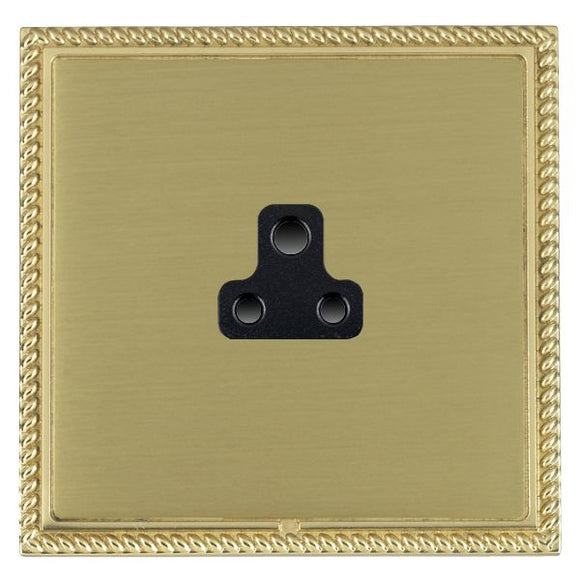 Hamilton LGXUS2PB-SBB Linea-Georgian CFX Polished Brass Frame/Satin Brass Front 1 gang 2A Unswitched Socket Black Insert