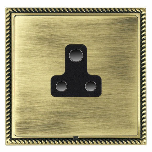 Hamilton LGXUS5AB-ABB Linea-Georgian CFX Antique Brass Frame/Antique Brass Front 1 gang 5A Unswitched Socket Black Insert