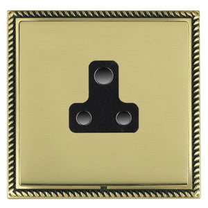 Hamilton LGXUS5AB-PBB Linea-Georgian CFX Antique Brass Frame/Polished Brass Front 1 gang 5A Unswitched Socket Black Insert