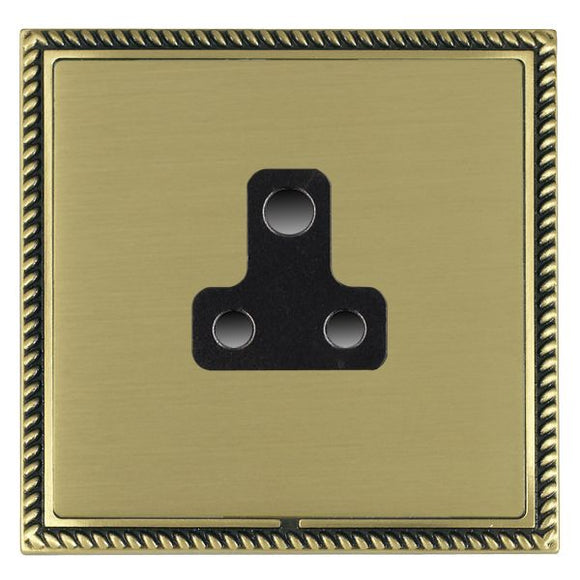 Hamilton LGXUS5AB-SBB Linea-Georgian CFX Antique Brass Frame/Satin Brass Front 1 gang 5A Unswitched Socket Black Insert