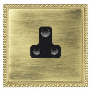 Hamilton LGXUS5PB-ABB Linea-Georgian CFX Polished Brass Frame/Antique Brass Front 1 gang 5A Unswitched Socket Black Insert