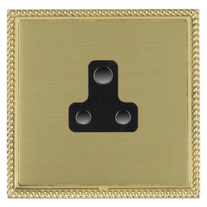 Hamilton LGXUS5PB-SBB Linea-Georgian CFX Polished Brass Frame/Satin Brass Front 1 gang 5A Unswitched Socket Black Insert