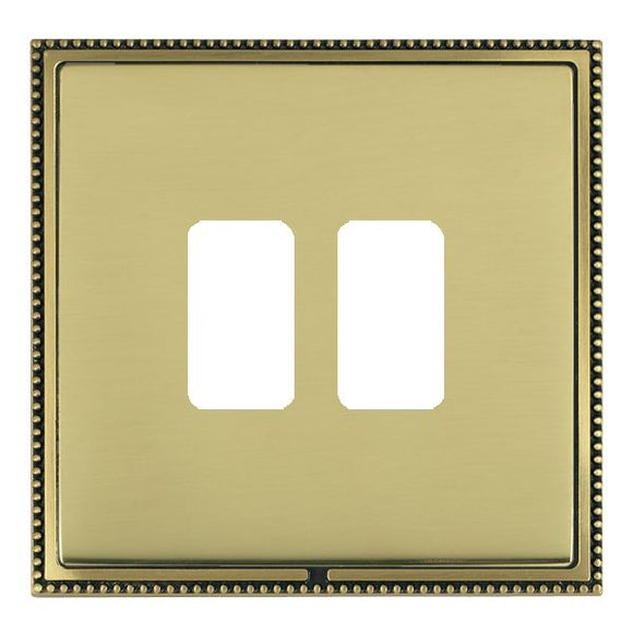 Hamilton LPX2GPAB-PB Linea-Perlina CFX Grid-IT Antique Brass Frame/Polished Brass Front 2 Gang Grid Fix Aperture Plate with Grid Insert