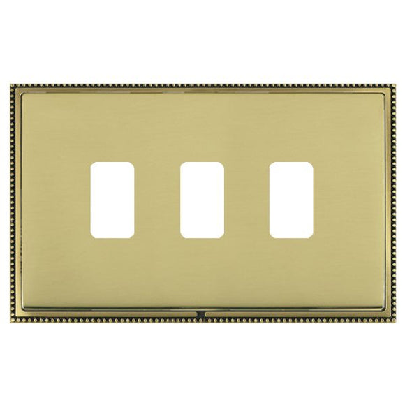 Hamilton LPX3GPAB-PB Linea-Perlina CFX Grid-IT Antique Brass Frame/Polished Brass Front 3 Gang Grid Fix Aperture Plate with Grid Insert