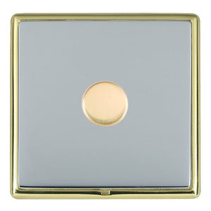 Hamilton LRX1X2VPB-BS Linea-Rondo CFX Polished Brass Frame/Bright Steel Front 1 gang 200VA Inductive Leading Edge Push On-Off Rotary 2 Way Switching Dimmer Polished Brass Insert - www.fancysockets.shop