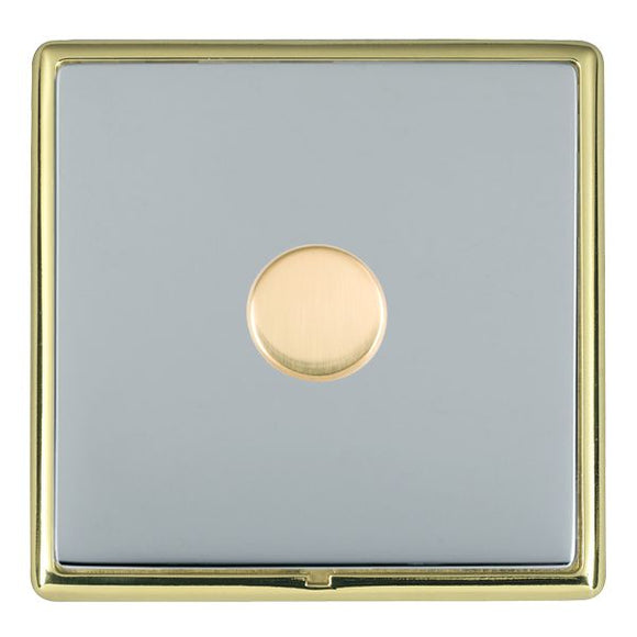 Hamilton LRX1X2VPB-BS Linea-Rondo CFX Polished Brass Frame/Bright Steel Front 1 gang 200VA Inductive Leading Edge Push On-Off Rotary 2 Way Switching Dimmer Polished Brass Insert - www.fancysockets.shop