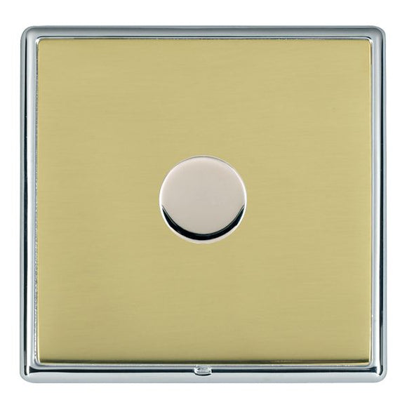 Hamilton LRX1X60BC-PB Linea-Rondo CFX Bright Chrome Frame/Polished Brass Front 1 gang 600W Resistive Leading Edge Push On-Off Rotary 2 Way Switching Dimmer Bright Chrome Insert - www.fancysockets.shop