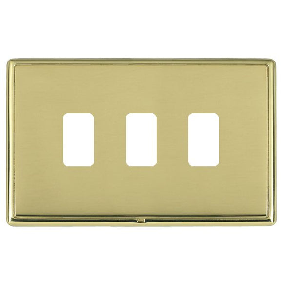 Hamilton LRX3GPPB-PB Linea-Rondo CFX Grid-IT Polished Brass Frame/Polished Brass Front 3 Gang Grid Fix Aperture Plate with Grid Insert - www.fancysockets.shop