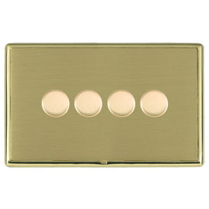 Hamilton LRX4X40PB-SB Linea-Rondo CFX Polished Brass Frame/Satin Brass Front 4x400W Resistive Leading Edge Push On-Off Rotary 2 Way Switching Dimmers max 300W per gang Polished Brass Insert - www.fancysockets.shop