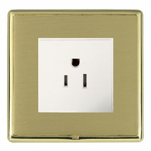 Hamilton LRX5258PB-SBW Linea-Rondo CFX Polished Brass Frame/Satin Brass Front 1 gang 15A 110V AC American Unswitched Socket White Insert - www.fancysockets.shop