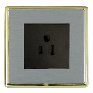 Hamilton LRX5258PB-SSB Linea-Rondo CFX Polished Brass Frame/Satin Steel Front 1 gang 15A 110V AC American Unswitched Socket Black Insert - www.fancysockets.shop