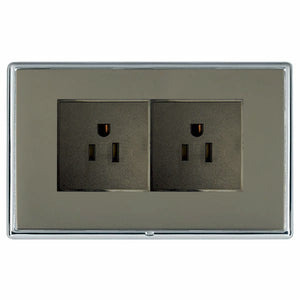 Hamilton LRX5320BC-BKB Linea-Rondo CFX Bright Chrome Frame/Black Nickel Front 2 gang 15A 110V AC American Unswitched Socket Black Insert - www.fancysockets.shop