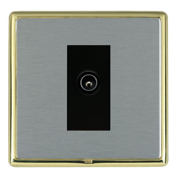 Hamilton LRXDTVMPB-SSB Linea-Rondo CFX Polished Brass Frame/Satin Steel Front 1 gang Non-Isolated TV (Male) (DAB Compatible) Black Insert - www.fancysockets.shop