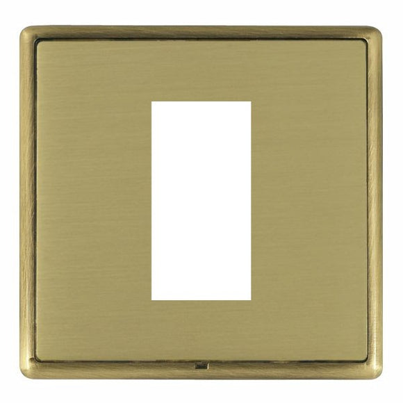 Hamilton LRXEURO1AB-SB Linea-Rondo CFX EuroFix Antique Brass Frame/Satin Brass Front Single Plate complete with 1 EuroFix Aperture 25x50mm and Grid Insert - www.fancysockets.shop