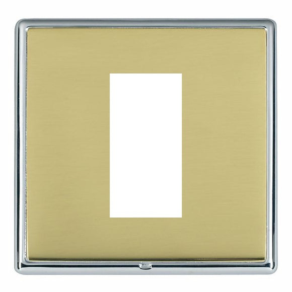 Hamilton LRXEURO1BC-PB Linea-Rondo CFX EuroFix Bright Chrome Frame/Polished Brass Front Single Plate complete with 1 EuroFix Aperture 25x50mm and Grid Insert - www.fancysockets.shop