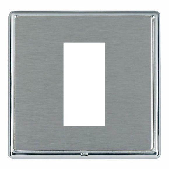 Hamilton LRXEURO1BC-SS Linea-Rondo CFX EuroFix Bright Chrome Frame/Satin Steel Front Single Plate complete with 1 EuroFix Aperture 25x50mm and Grid Insert - www.fancysockets.shop