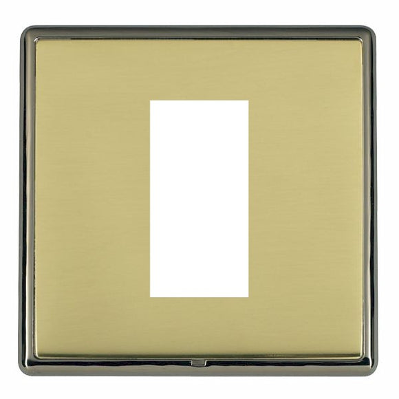 Hamilton LRXEURO1BK-PB Linea-Rondo CFX EuroFix Black Nickel Frame/Polished Brass Front Single Plate complete with 1 EuroFix Aperture 25x50mm and Grid Insert - www.fancysockets.shop