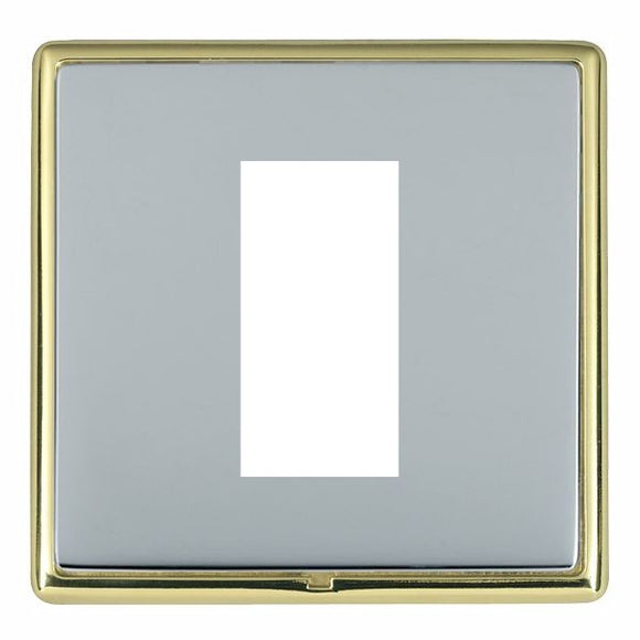 Hamilton LRXEURO1PB-BS Linea-Rondo CFX EuroFix Polished Brass Frame/Bright Steel Front Single Plate complete with 1 EuroFix Aperture 25x50mm and Grid Insert - www.fancysockets.shop