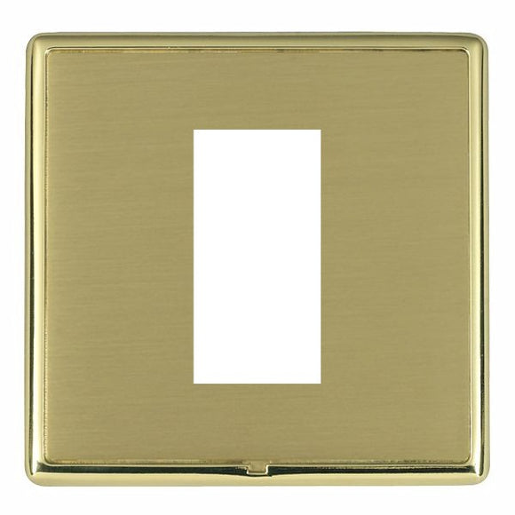 Hamilton LRXEURO1PB-SB Linea-Rondo CFX EuroFix Polished Brass Frame/Satin Brass Front Single Plate complete with 1 EuroFix Aperture 25x50mm and Grid Insert - www.fancysockets.shop