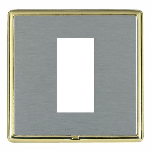 Hamilton LRXEURO1PB-SS Linea-Rondo CFX EuroFix Polished Brass Frame/Satin Steel Front Single Plate complete with 1 EuroFix Aperture 25x50mm and Grid Insert - www.fancysockets.shop