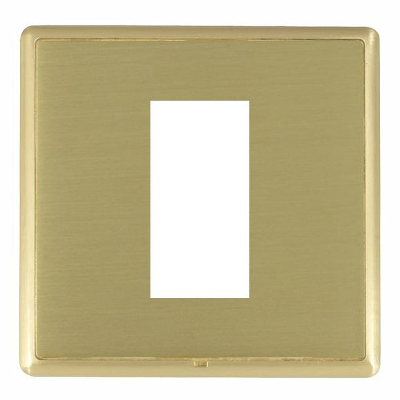 Hamilton LRXEURO1SB-SB Linea-Rondo CFX EuroFix Satin Brass Frame/Satin Brass Front Single Plate complete with 1 EuroFix Aperture 25x50mm and Grid Insert - www.fancysockets.shop