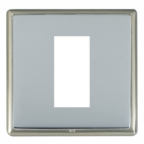Hamilton LRXEURO1SN-BS Linea-Rondo CFX EuroFix Satin Nickel Frame/Bright Steel Front Single Plate complete with 1 EuroFix Aperture 25x50mm and Grid Insert - www.fancysockets.shop