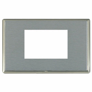 Hamilton LRXEURO3SN-SS Linea-Rondo CFX EuroFix Satin Nickel Frame/Satin Steel Front Double Plate complete with 3 EuroFix Apertures 75x50mm and Grid Insert - www.fancysockets.shop