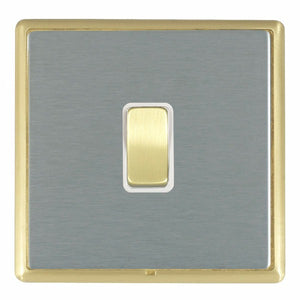 Hamilton LRXR21SB-SSW Linea-Rondo CFX Satin Brass Frame/Satin Steel Front 1 gang 10AX 2 Way Rocker Satin Brass/White Insert - www.fancysockets.shop