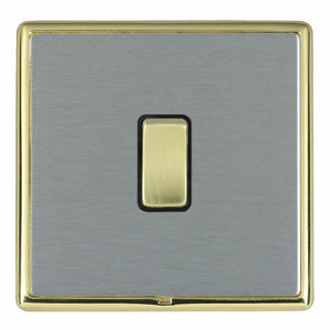 Hamilton LRXR31PB-SSB Linea-Rondo CFX Polished Brass Frame/Satin Steel Front 1 gang 10AX Intermediate Rocker Polished Brass/Black Insert - www.fancysockets.shop