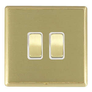 Hamilton LRXR322SB-SBW Linea-Rondo CFX Satin Brass Frame/Satin Brass Front 2 gang 20AX Intermediate Rocker Satin Brass/White Insert - www.fancysockets.shop