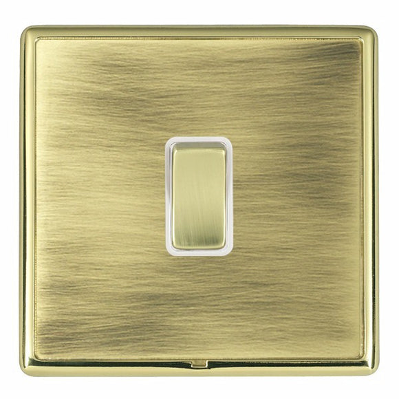 Hamilton LRXRRTPB-ABW Linea-Rondo CFX Polished Brass Frame/Antique Brass Front 1 gang 10AX Push To Make/Push to Break Retractive Rocker Polished Brass/White Insert - www.fancysockets.shop