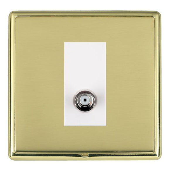 Hamilton LRXSATIPB-PBW Linea-Rondo CFX Polished Brass Frame/Polished Brass Front 1 gang Isolated Satellite White Insert - www.fancysockets.shop