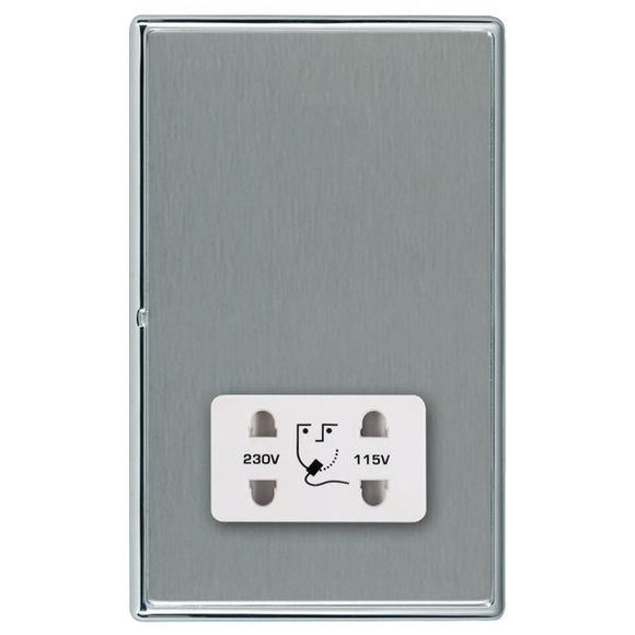 Hamilton LRXSHSBC-SSW Linea-Rondo CFX Bright Chrome Frame/Satin Steel Front Shaver Dual Voltage Unswitched Socket (Vertically Mounted) White Insert - www.fancysockets.shop