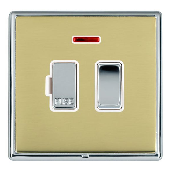 Hamilton LRXSPNBC-PBW Linea-Rondo CFX Bright Chrome Frame/Polished Brass Front 1 gang 13A Double Pole Fused Spur and Neon Bright Chrome/White Insert - www.fancysockets.shop