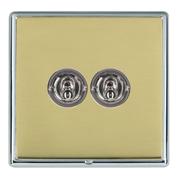 Hamilton LRXT22BC-PB Linea-Rondo CFX Bright Chrome Frame/Polished Brass Front 2 gang 20AX 2 Way Toggle Bright Chrome Insert - www.fancysockets.shop